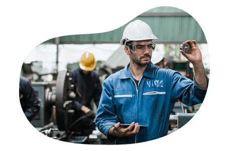 Metal manufacturer inspecting product.