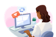 A blogger uploading a new blog post from their computer.