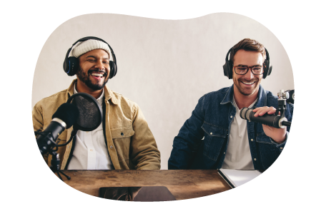 Broadcasters discussing an event.