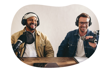 Broadcasters discussing an event. Broadcasters discussing an event.