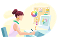 Graphic designer using a drawing tablet.