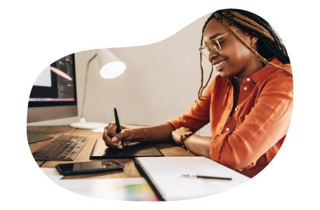 Graphic designer drawing a logo. Graphic designer drawing a logo.