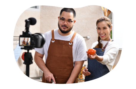 Social influencers recording a video. Social influencers recording a video.