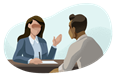 Counselor speaking with a client.