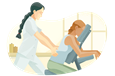 Massage therapist giving client a massage.