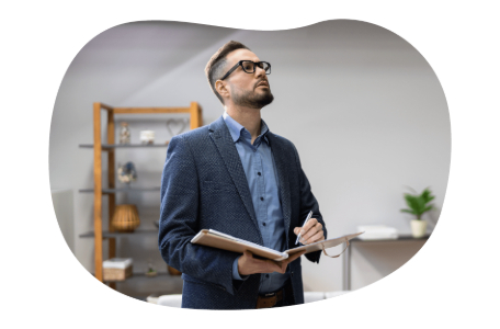 Personal property appraiser evaluating a house. Personal property appraiser evaluating a house.