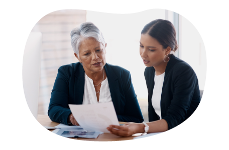 Career coach reviewing a resume with a client.