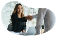 Employment agency employee greeting a client.