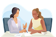 Executive coach meeting with a client.