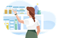Professional organizer sorting items on a shelf.