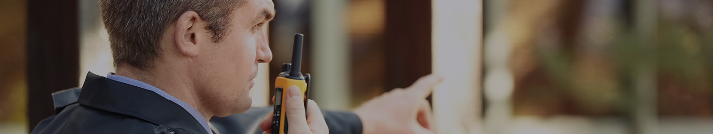 A security guard is monitoring an event