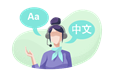 Woman on a headset translating languages.