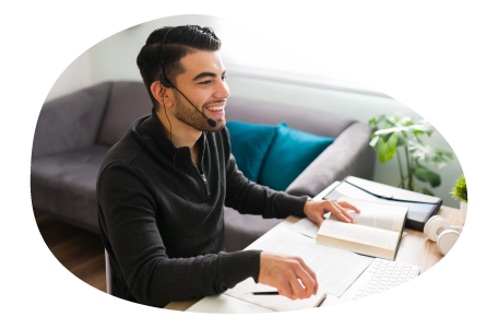 Translator helping a client on the phone.