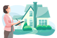 Real estate appraiser assessing a home