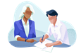 Closing agent overseeing a client signing paperwork