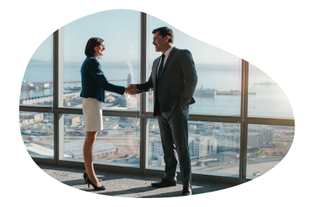 Commercial landlord making an agreement with a client in an office. Commercial landlord making an agreement with a client in an office.