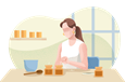 An employee working in a candle shop.