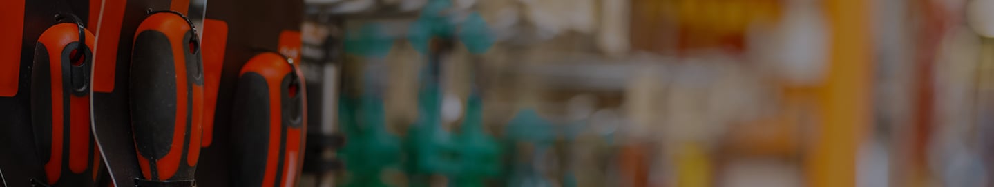Tools on display at a hardware store. Tools on display at a hardware store.