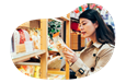 A shopper picks up a bag of popcorn in a specialty food store.