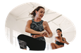 An aerobics instructor gives a lesson in their studio.