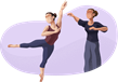 Dance instructor teaching ballet to a student.