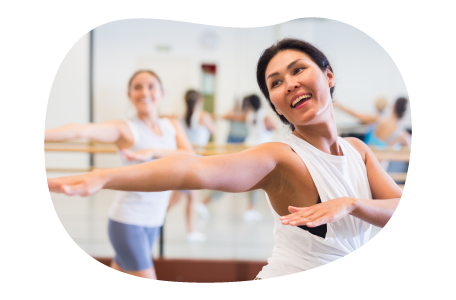 Students practice their moves at a dance studio. Students practice their moves at a dance studio.