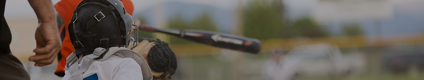 A catcher and a batter watch an incoming ball at a baseball sports club.