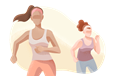 Two people in tank tops in a Zumba studio.