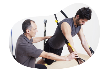 Rehab counselor helping rehabilitate a patient at a facility.