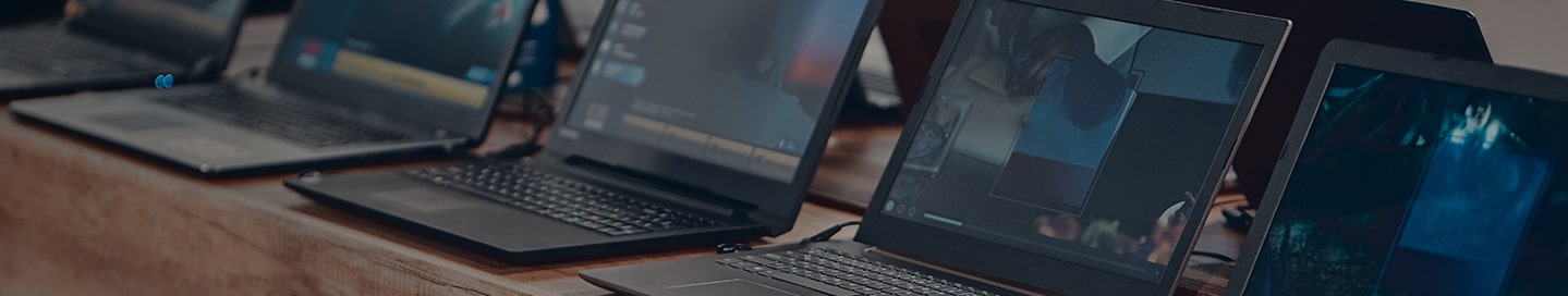 A display of laptops. A display of laptops.