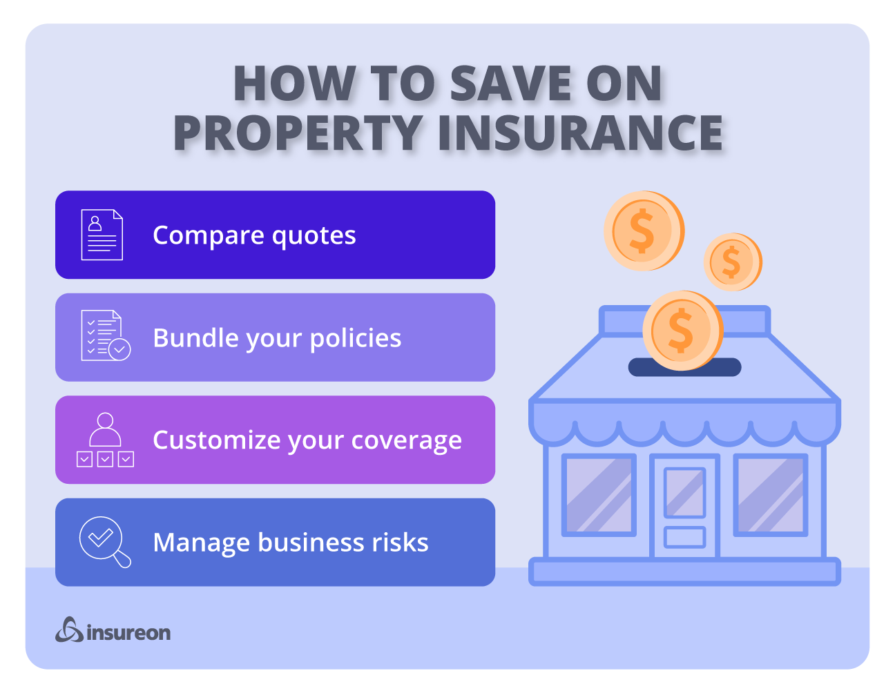 How to save on commercial property insurance graphic.