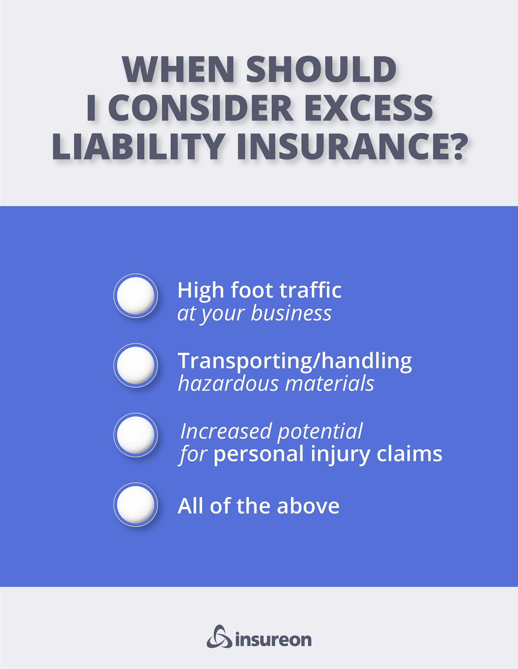 When to carry excess liability insurance checklist graphic