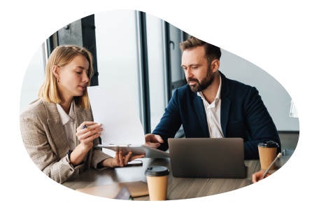 A small business owner showing proof of license bonds to a potential client A small business owner showing proof of license bonds to a potential client