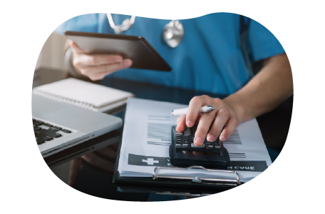 A health professional calculating their medical malpractice costs