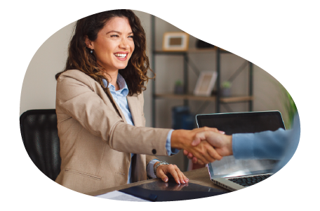 A small business owner agreeing on a contract with a client