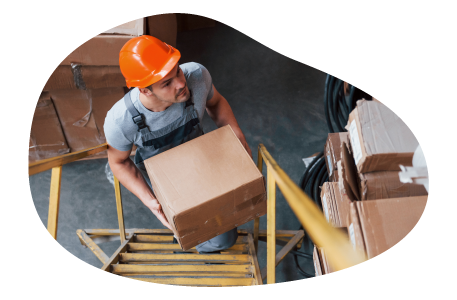 A worker putting away inventory in a warehouse