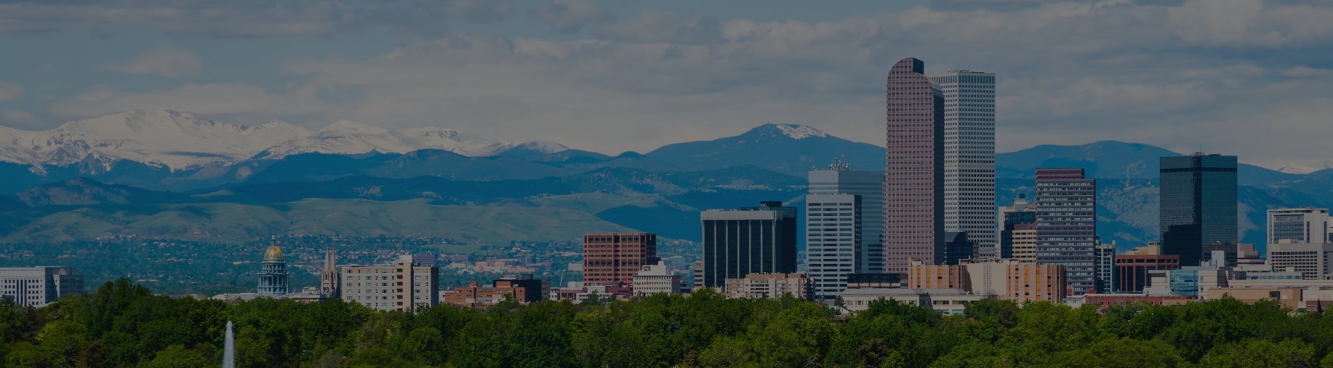 View of downtown Denver and Colorado mountains