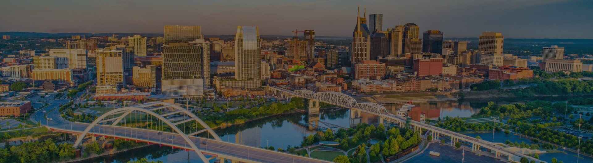 Downtown Nashville and the Cumberland River.