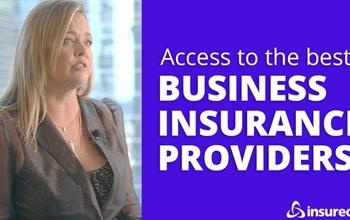Maura Benson, Director of Carrier Relationships for Insureon, sitting next to the words "Access to the best business insurance providers"